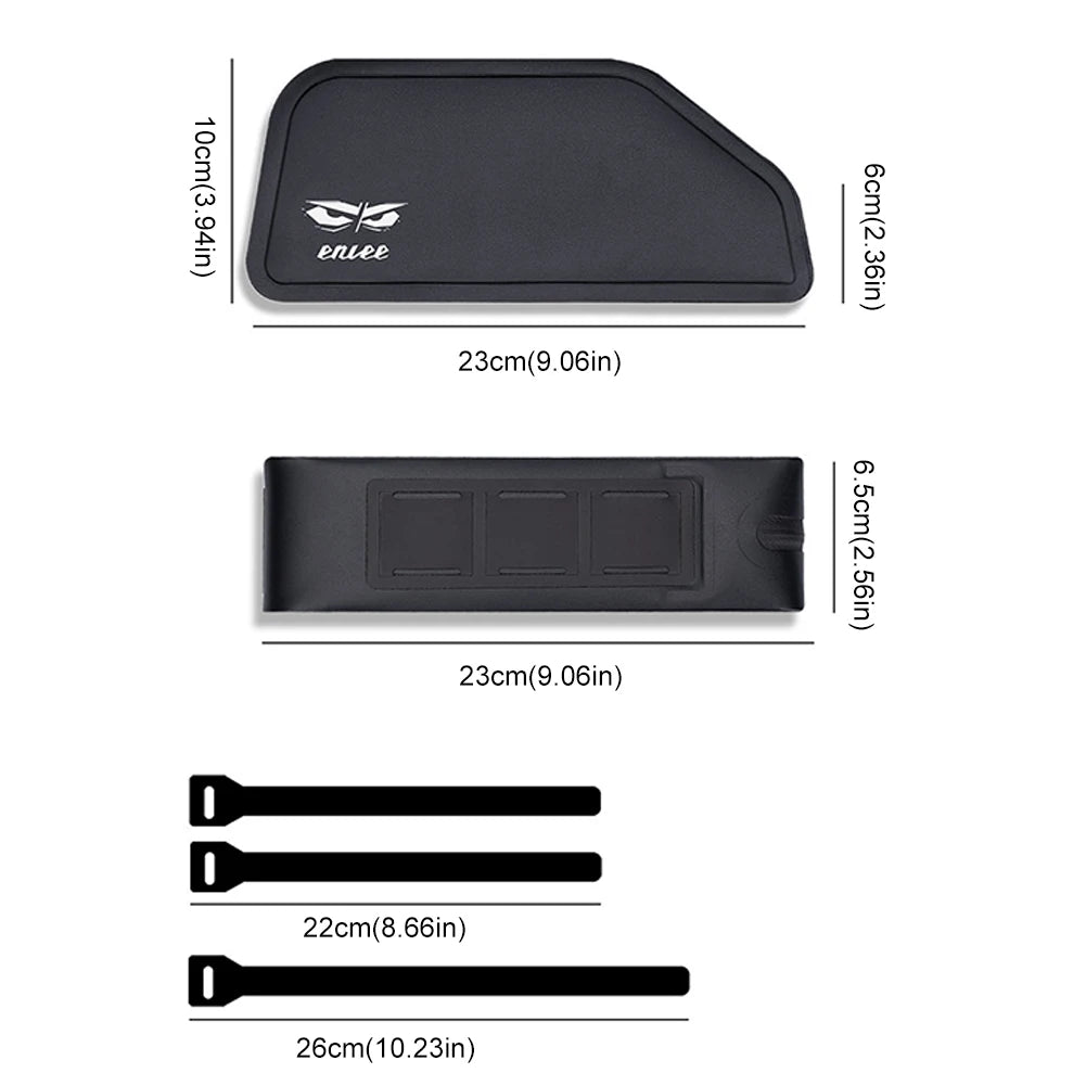 Measurement chart of a car sunshade with dimensions and Enlee branding.