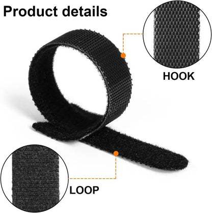 Black velcro strap with 'Hook' and 'Loop' labels on a white background