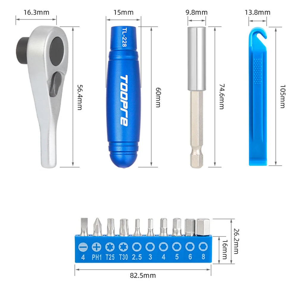 Set of tools with measurements on a white background