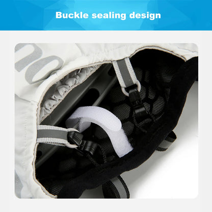 Close-up of a product with a buckle sealing design on a white background.