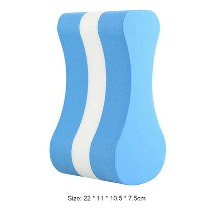Blue and white pull buoy on a white background