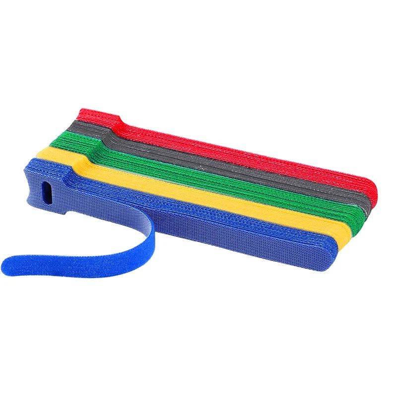 Set of colorful plastic straps on a white background