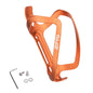 Orange bicycle bottle cage with mounting hardware on a white background