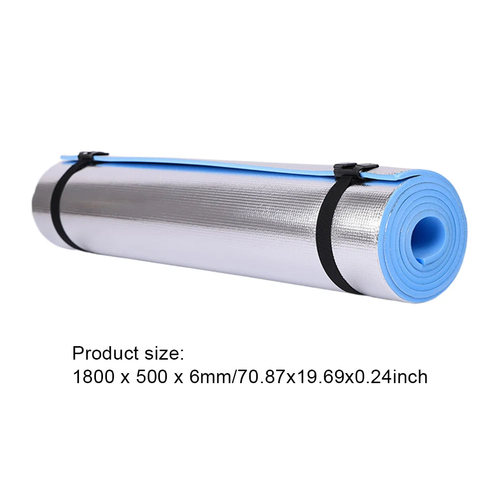 Yoga mat with blue edges on a white background