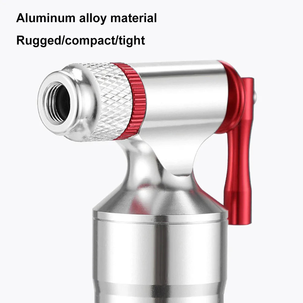 Metal CO2 trigger with red handle on a white background