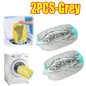 Two gray shoe wash bags with zebra pattern being used in a washing machine, with text '2PCS-Grey' above.