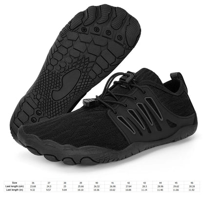 Black triathlon shoes with sole showing texture on a white background