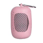 Pink portable towel with a carabiner on a white background