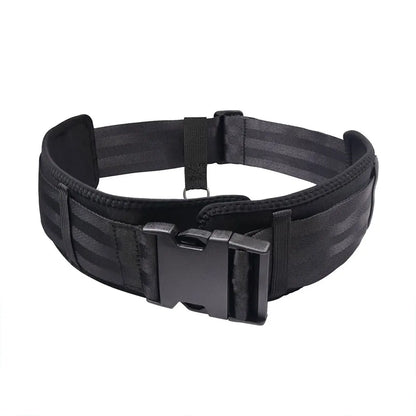Black swim belt with a buckle on a white background
