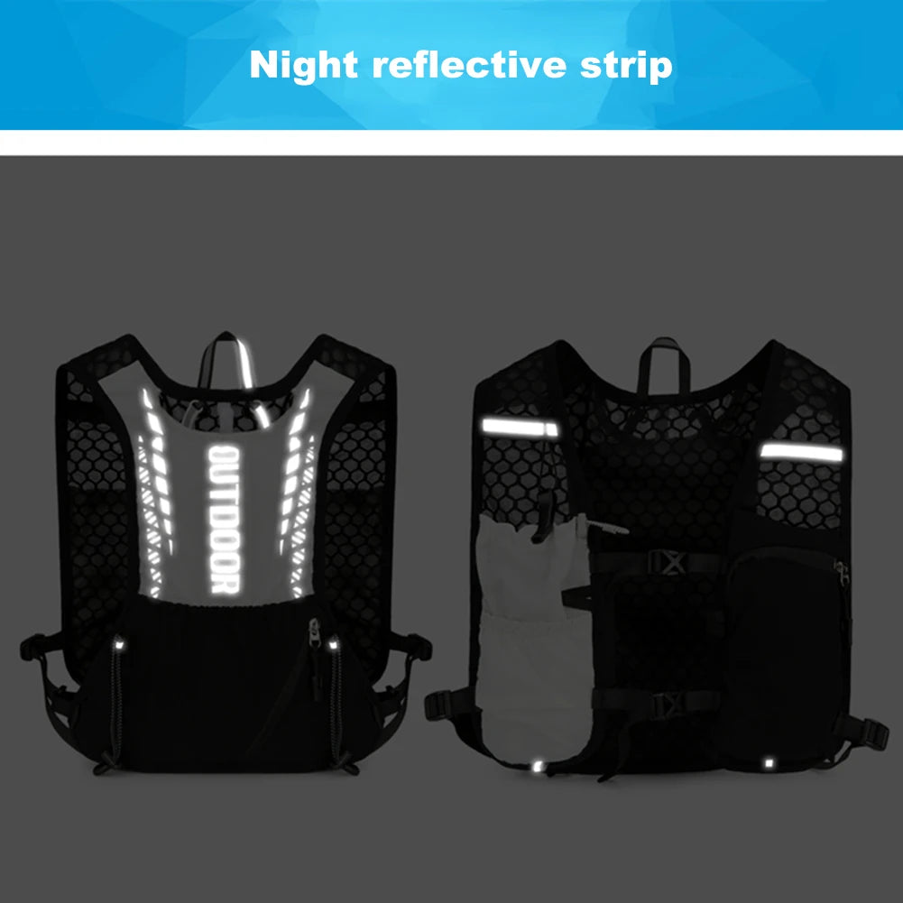 Black backpacks with reflective strips on a dark background