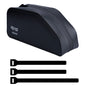 Black bike bag with straps on a white background