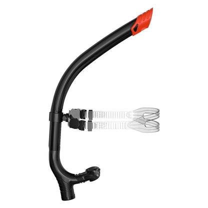 Black snorkel with red tip on a white background