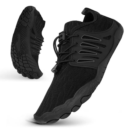 Black triathlon shoes on a white background