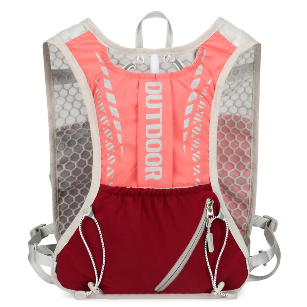 Backpack with pink and red design on a white background