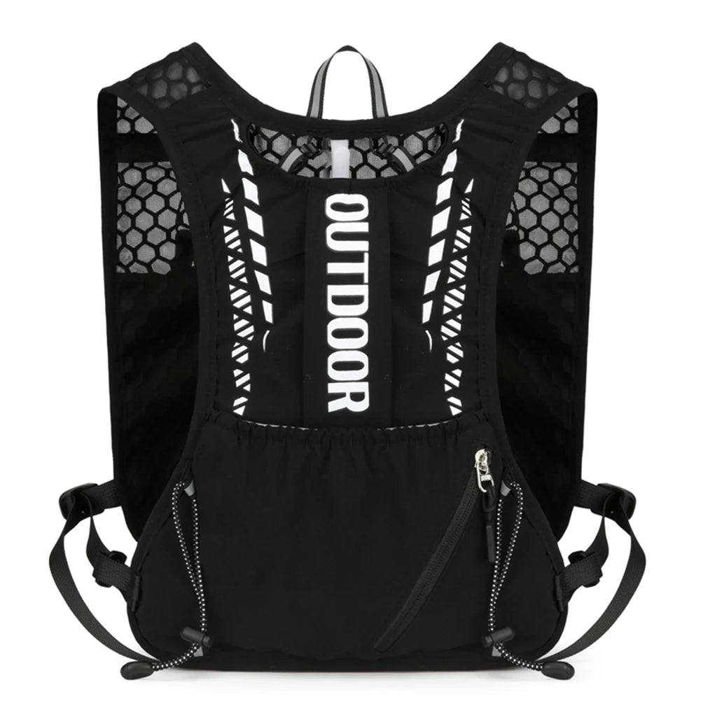 Black backpack with 'OUTDOOR' text on a white background