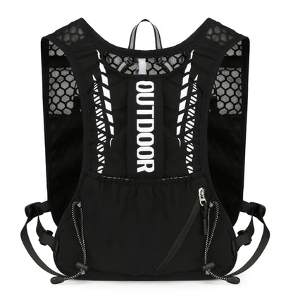 Black backpack with 'OUTDOOR' text on a white background