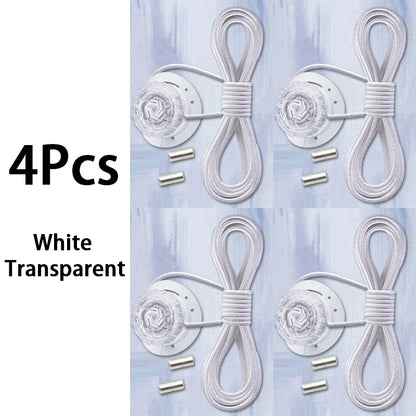 White transparent triathlon laces with suction cups on a light blue background