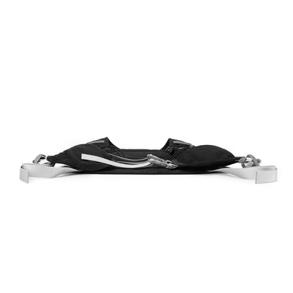 Black and silver running vest on a white background