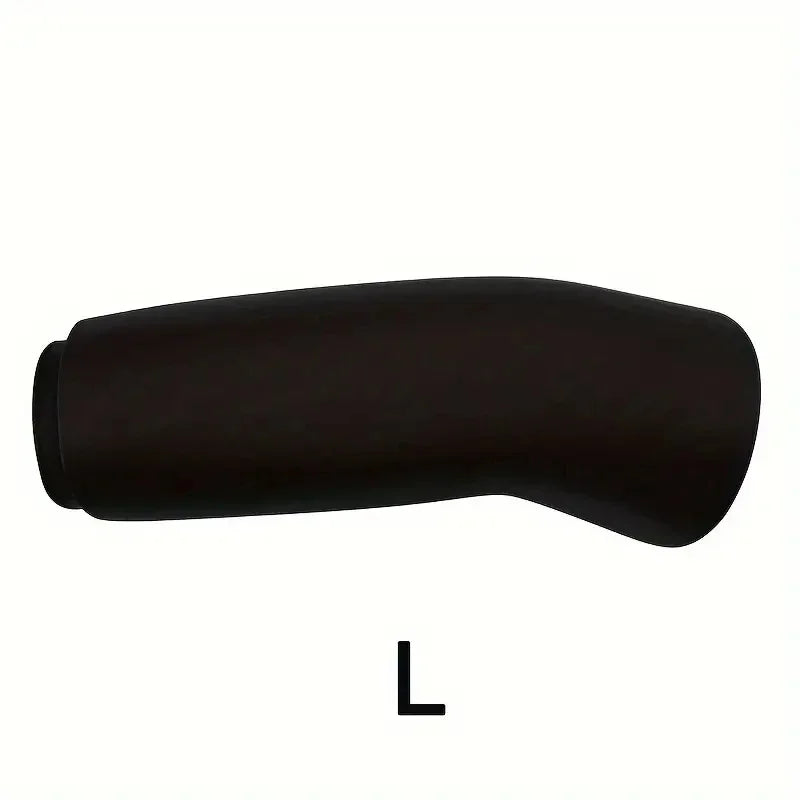 Black elbow pad with size 'L' on a white background