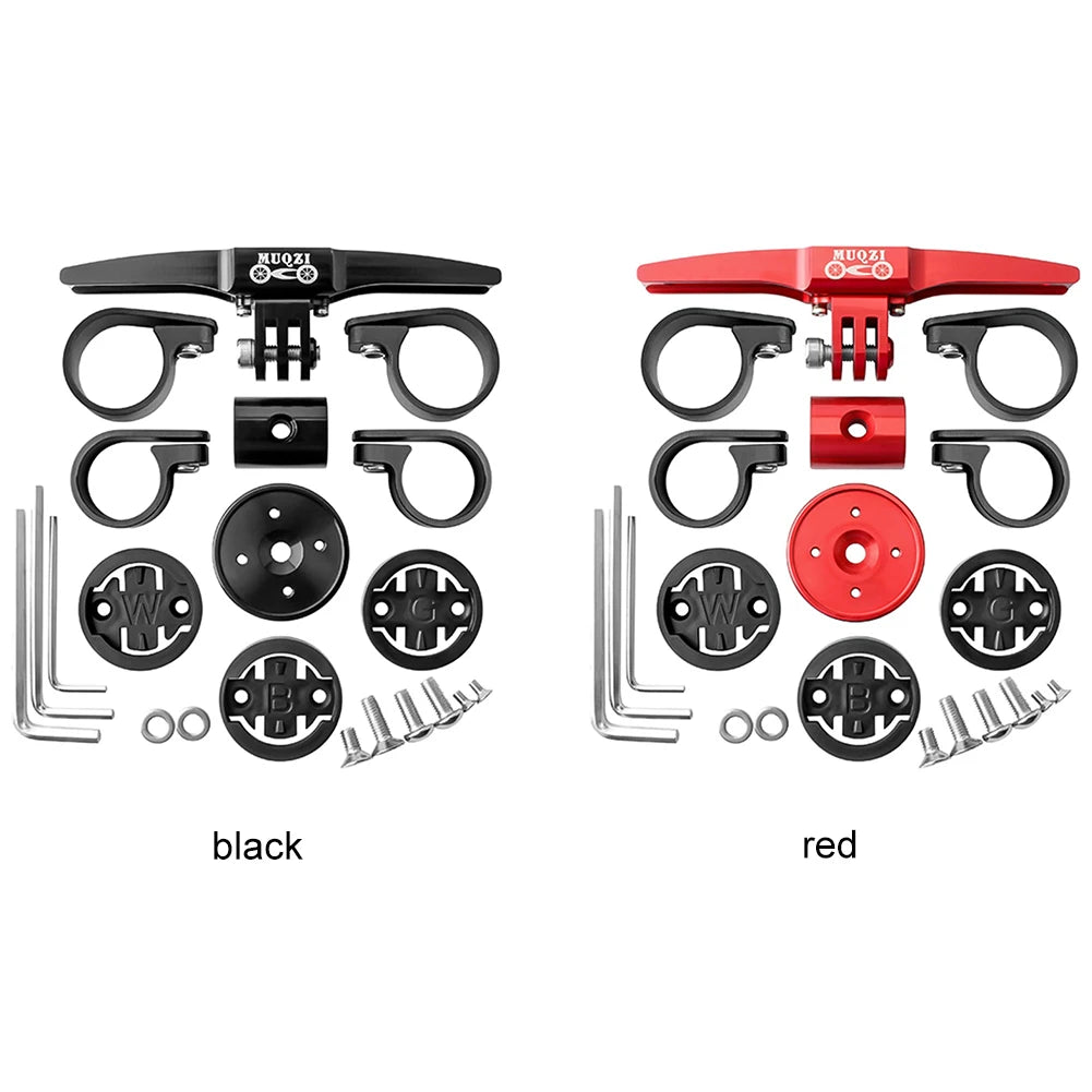 Set of black and red Aero Garmin mounts on a white background