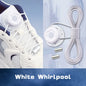 White sneakers with a White triathlon laces and logo on a light blue background
