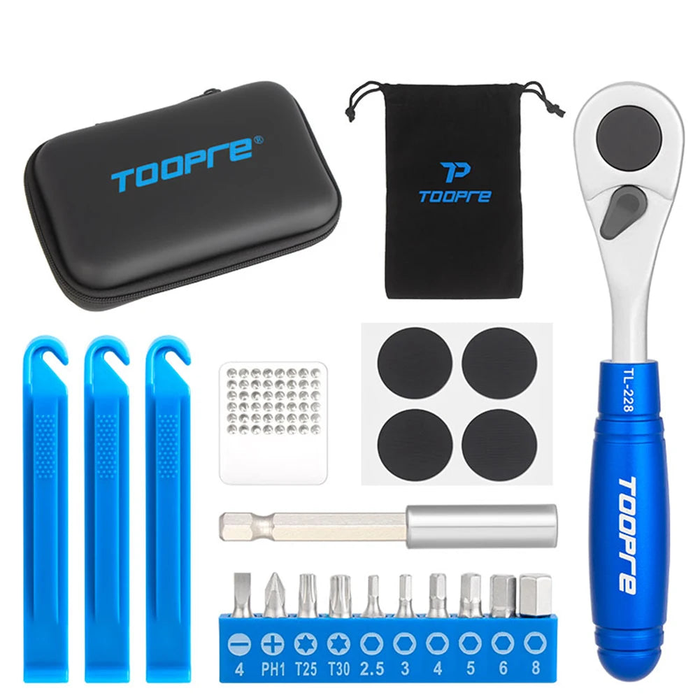 TOORE bicycle tool kit with various tools and accessories on a white background
