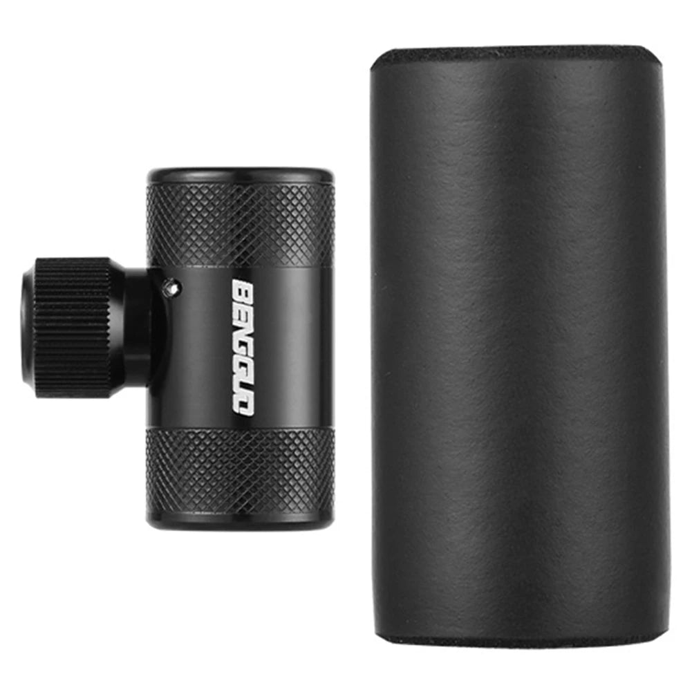 Black CO2 trigger with a cylindrical housing on a white background