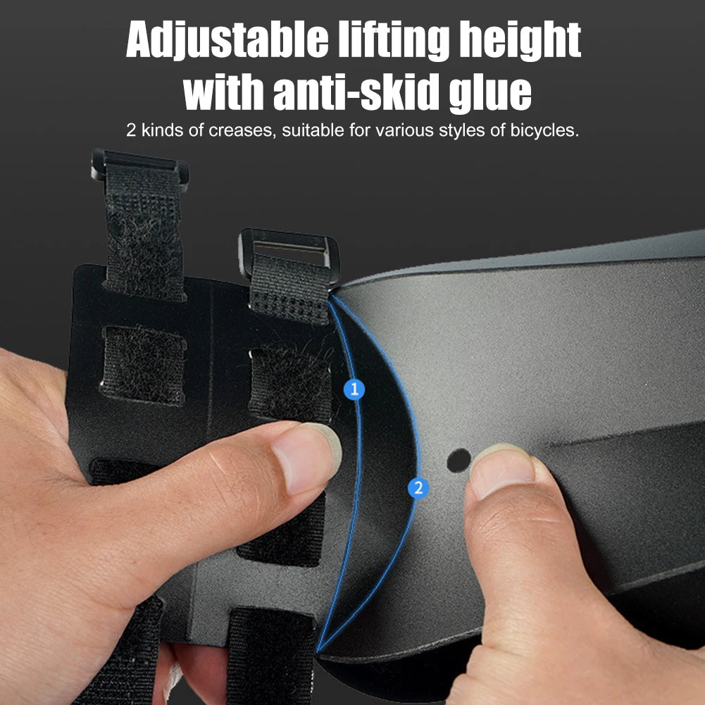 Adjustable lifting height device with anti-skid glue for bicycles, held by a hand.