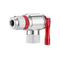 Metallic CO2 trigger with red accents on a white background