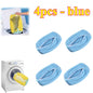 Four blue shoe wash bags with a washing machine and towel in the background, labeled '4pcs - blue'.