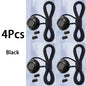 Four black triathlon laces with connectors on a light blue background