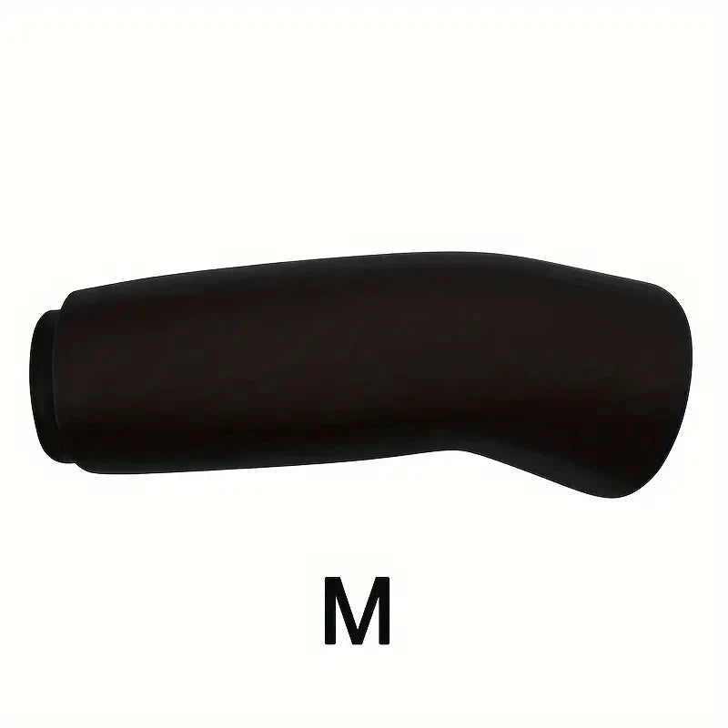 Black elbow pad with 'M' size label on a white background