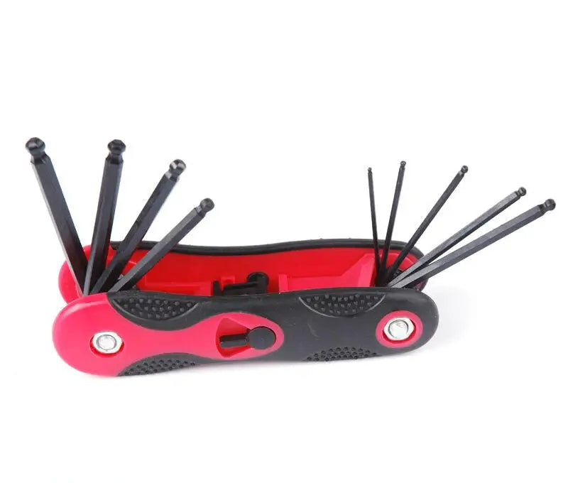 Red and black multi-tool with multiple components on a white background, featuring the brand 'SEDY'.