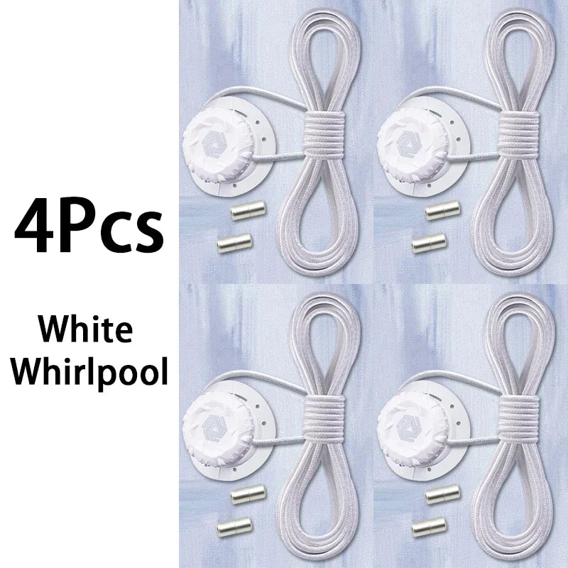 White triathlon laces with screws on a light blue background