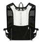 Black and white outdoor backpack with mesh design on a white background