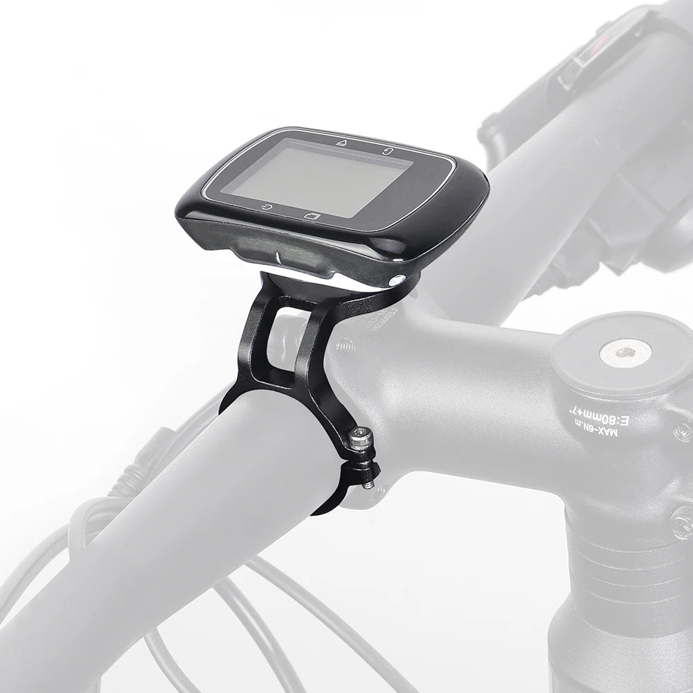 Bicycle Garmin mount with a digital display mounted on it against a white background