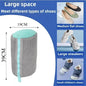 shoe wash bags with dimensions and capacity for various shoe types on a blue background