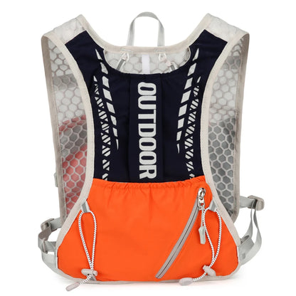 Backpack with orange bottom compartment and black top section labeled 'Outdoor' on a white background