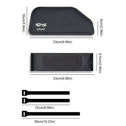 Measurement chart of a car sunshade with dimensions and Enlee branding.