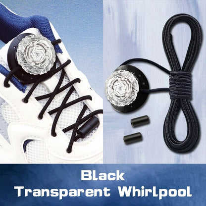 Black transparent triathlon laces with shoe and lace ends on a light blue background