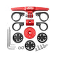 Set of bike Aero Garmin mounts with red and black components on a white background
