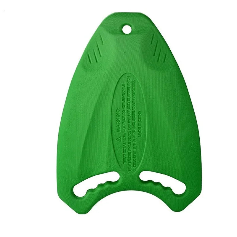 Green swim kick board on a white background