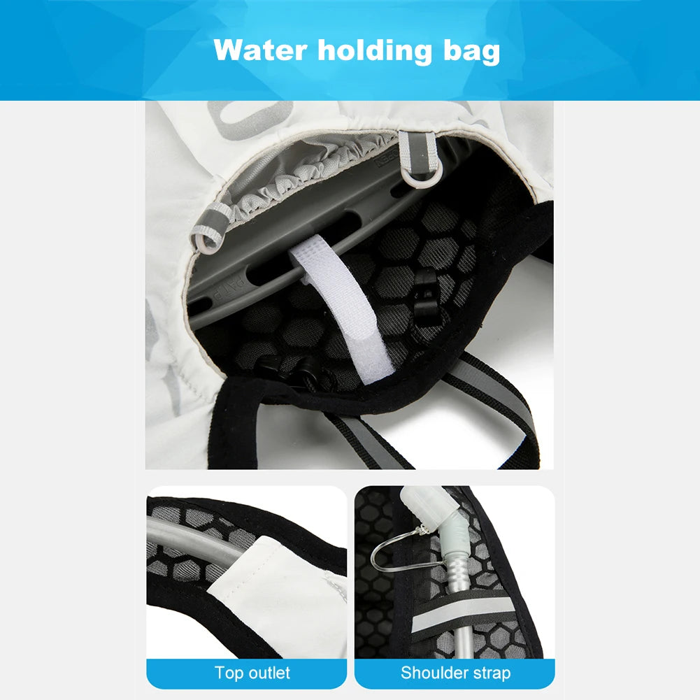 Water holding bag with top outlet and shoulder strap on a white background