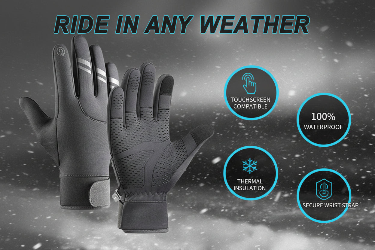 Non-Slip Winter Cycling Gloves - Grey Medium