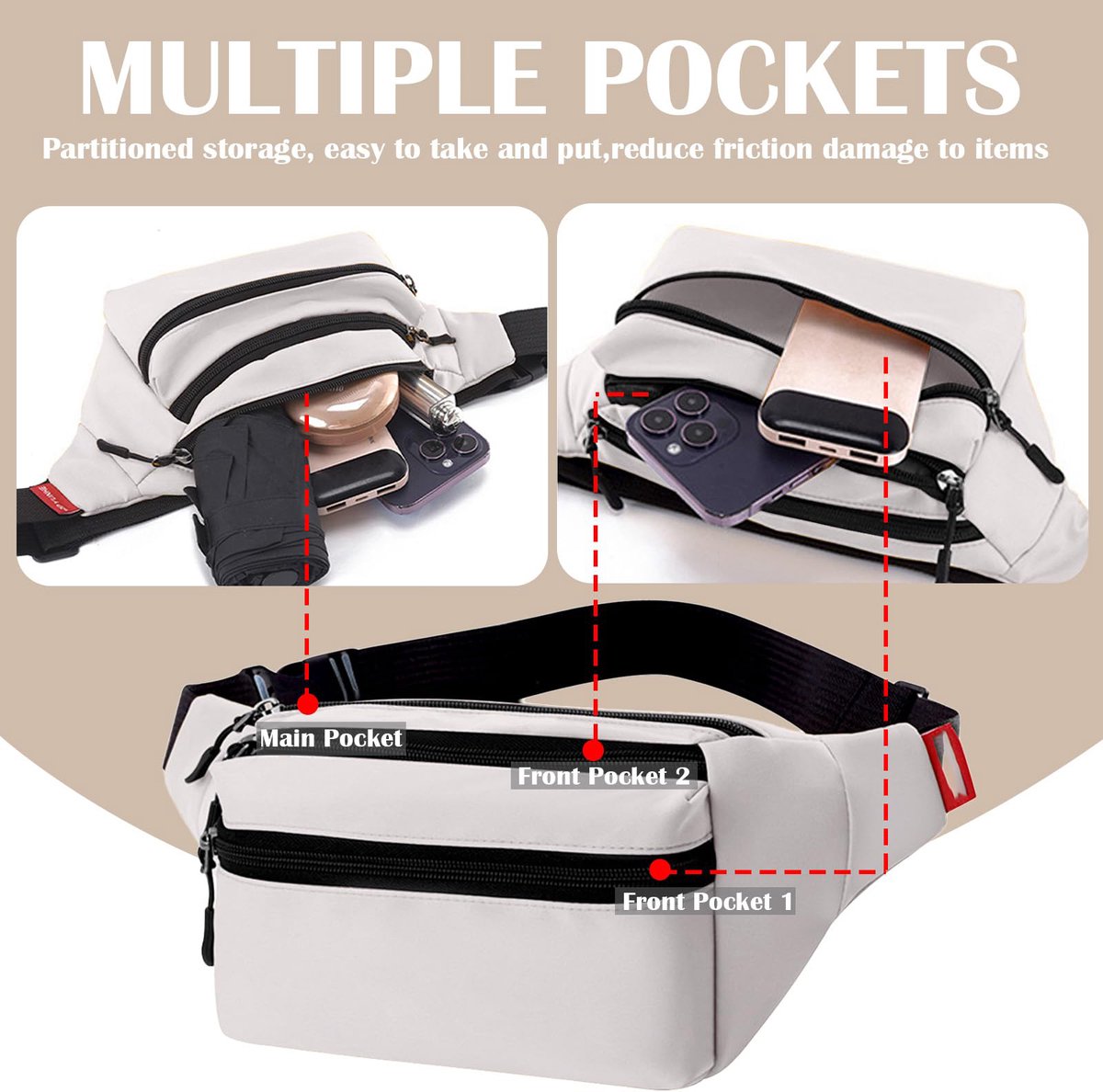 Waterproof Belt Bag - Off-White