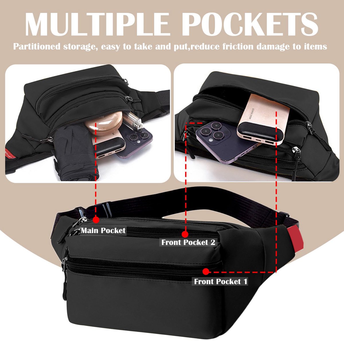 Waterproof Belt Bag - Black