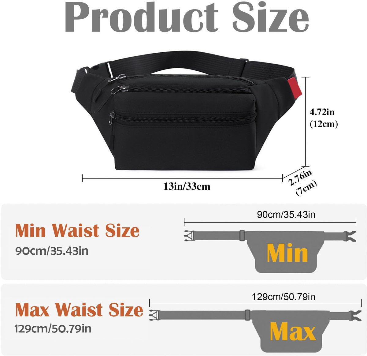 Waterproof Belt Bag - Black