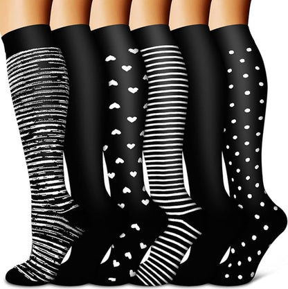 6 Pairs Of Womens Compression Socks S/M - Black