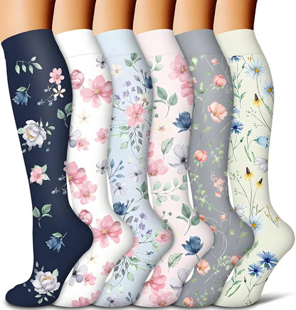 6 Pairs Of Womens Compression Socks S/M
