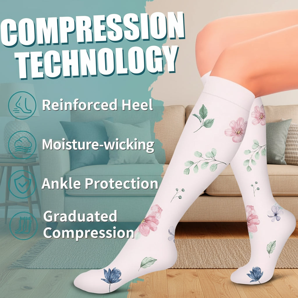 6 Pairs Of Womens Compression Socks S/M